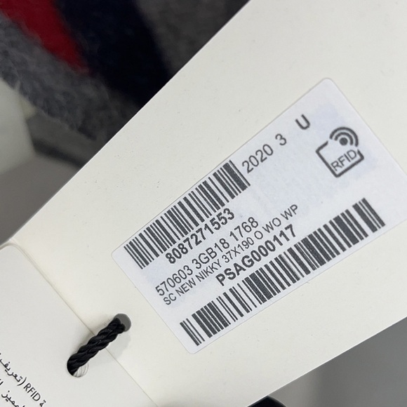 NEW GUCCI ‘New Nikky’ 570603 Web Fringe Wool Alpaca Zinc Blue Gray Unisex Scarf - Picture 3 of 9